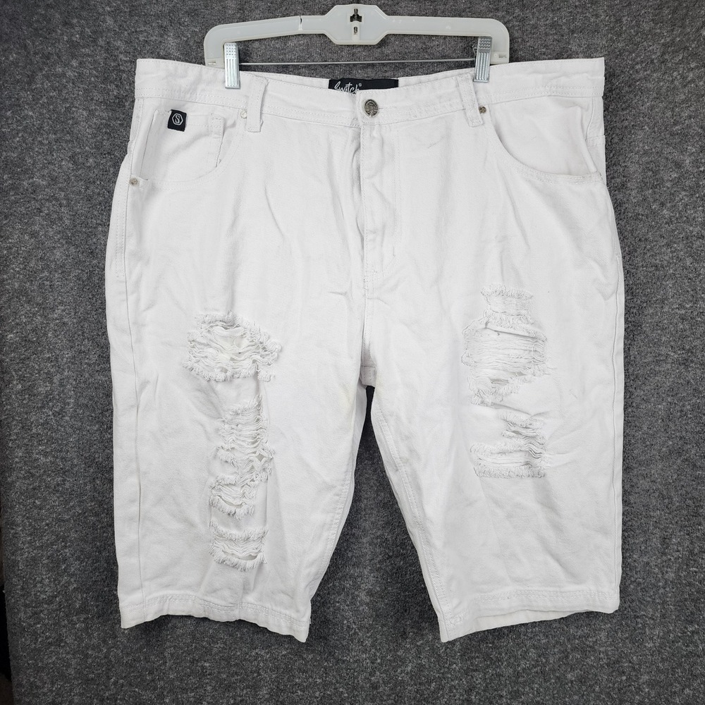 Switch Remarkable Denim Shorts Mens 42 White Distressed Ripped Streetwear Cotton
